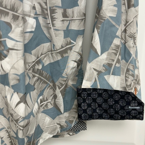 Ted Baker Ramseys Button Down Shirt Men’s XL (Ted 5) Blue Palm Leaf Flip Cuff - Picture 7 of 11